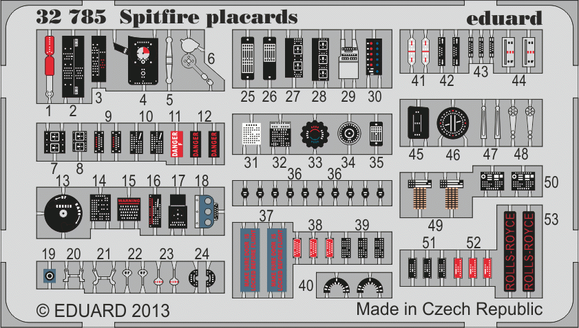 Plaques Eduard 32785 Spitfire 1/32
