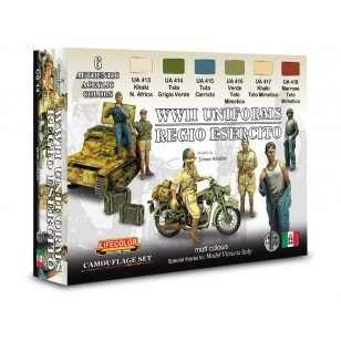 Coffret de peinture acrylique Lifecolor CS14 « Uniformes italiens » (6 x 22 ml)