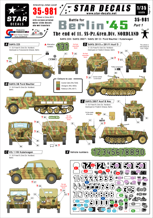 Star Decals 35-981 Berlin 1 La fin du Nordland 1/35