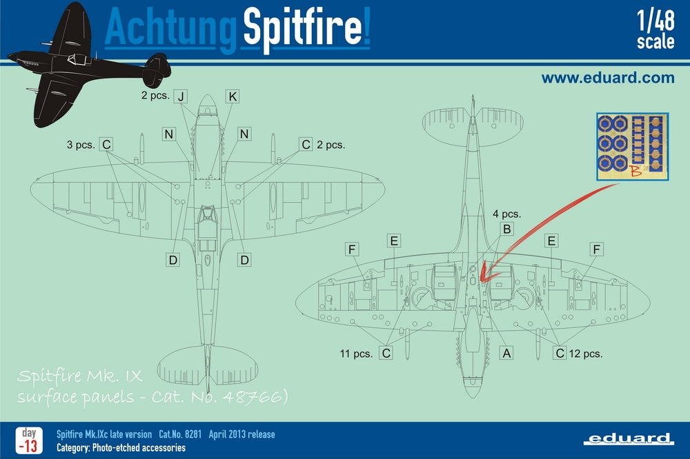 Panneaux de surface Eduard 48766 Spitfire Mk. IX 1/48 EDUARD  – Bild 3
