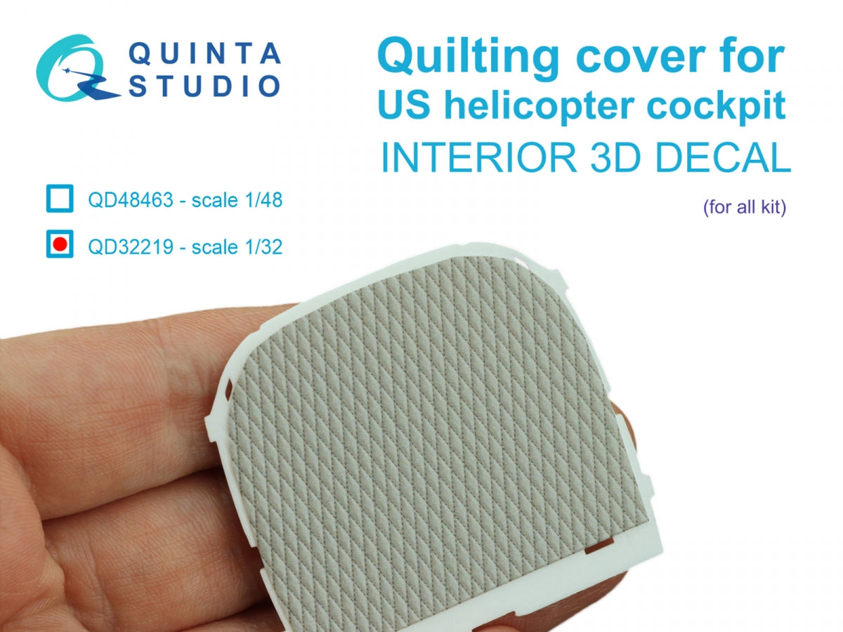 Quinta Studio QD32219 Housse matelassée pour cockpit d'hélicoptère américain. Intérieur coloré imprimé en 3D sur papier décalcomanie (Tous les kits) 1/32