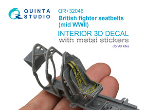 Quinta Studio QR+32046 Ceintures de sécurité pour avions de chasse britanniques, milieu de la Seconde Guerre mondiale (avec boucles métalliques) (Tous les kits) 1/32