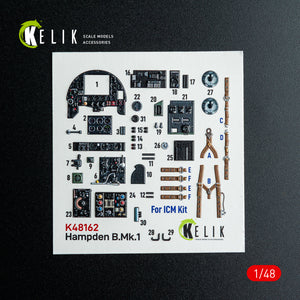KELIK K48162 Hampden B.Mk.1 - interior 3D decals for ICM kit 1/48 – zdjęcie 2