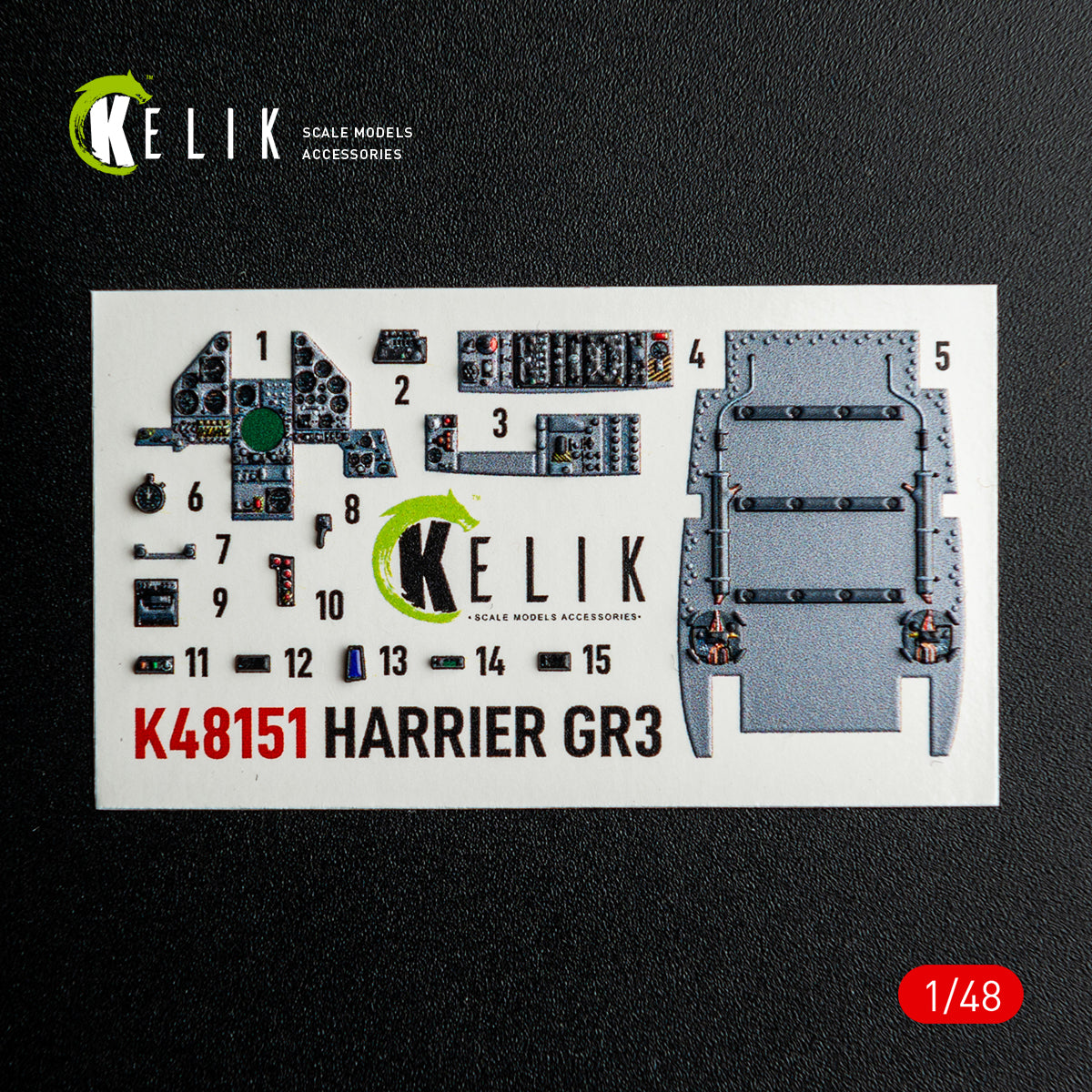 KELIK K48151 HARRIER GR3 - interior 3D decals for Kinetic kit 1/48 – immagine 9