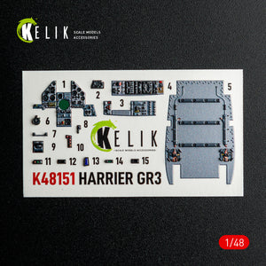 KELIK K48151 HARRIER GR3 - interior 3D decals for Kinetic kit 1/48 – immagine 9