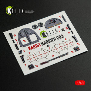KELIK K48151 HARRIER GR3 - interior 3D decals for Kinetic kit 1/48 – immagine 11