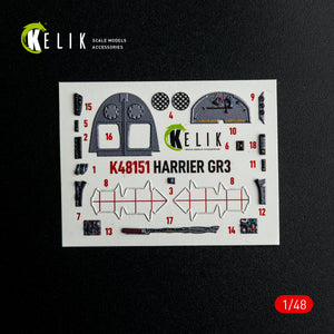 KELIK K48151 HARRIER GR3 - interior 3D decals for Kinetic kit 1/48 – immagine 12