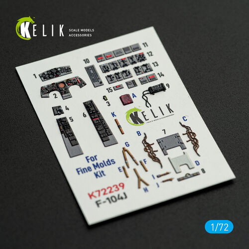 KELIK K72239 F-104J - interior 3D decals for Fine Molds kit 1/72