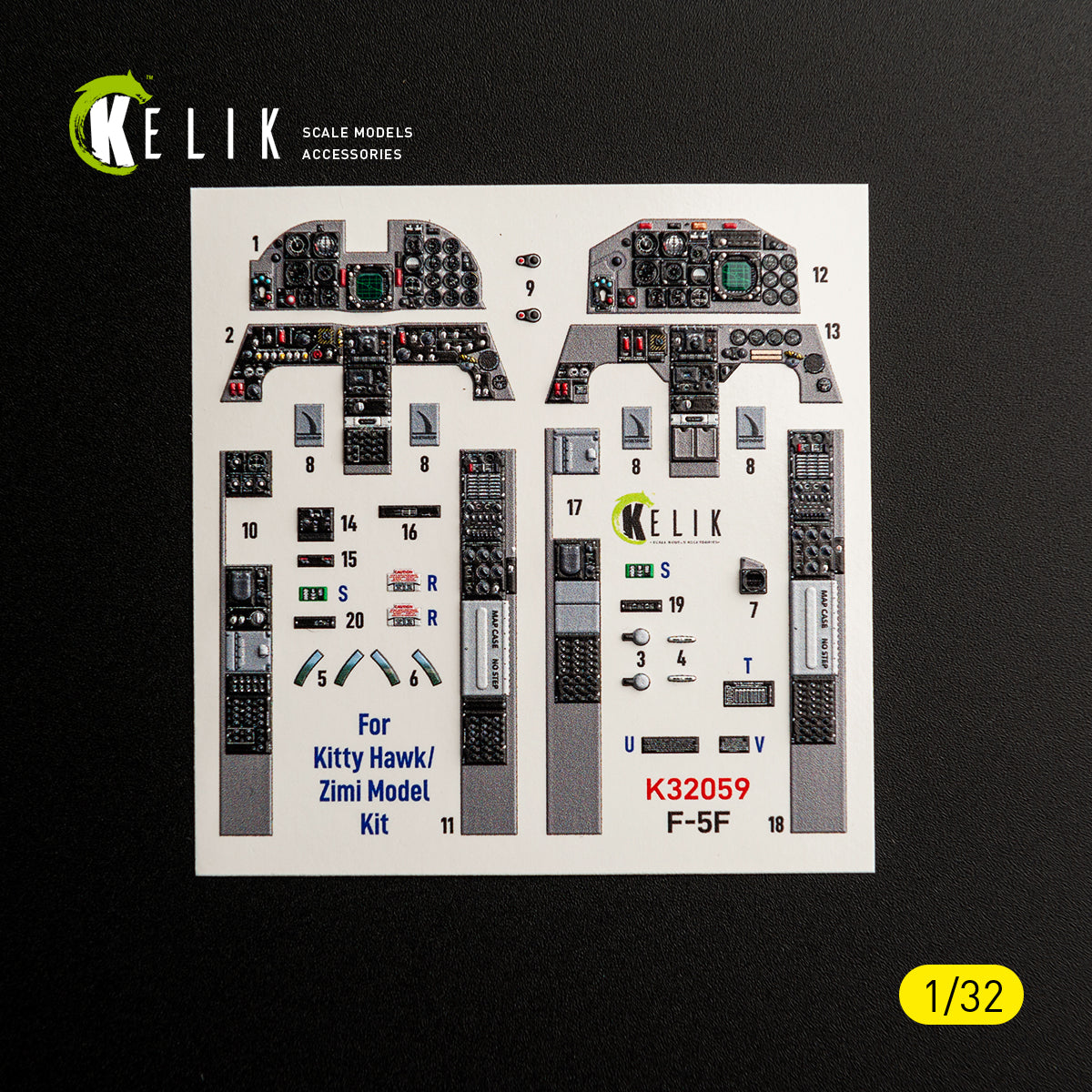 KELIK K32059 F-5F - interior 3D decals for Kitty Hawk/Zimi models kit 1/32 – zdjęcie 9