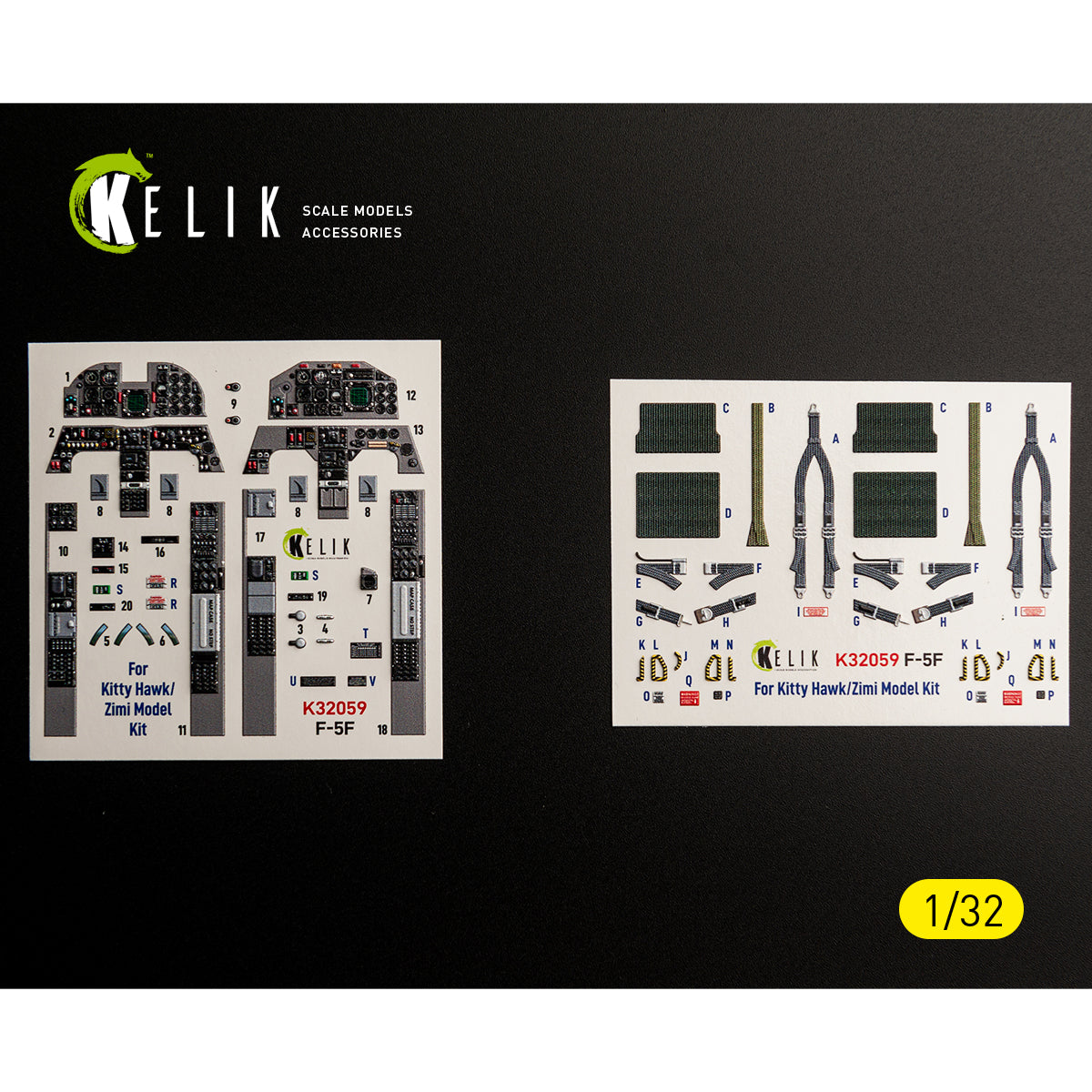 KELIK K32059 F-5F - interior 3D decals for Kitty Hawk/Zimi models kit 1/32 – zdjęcie 16