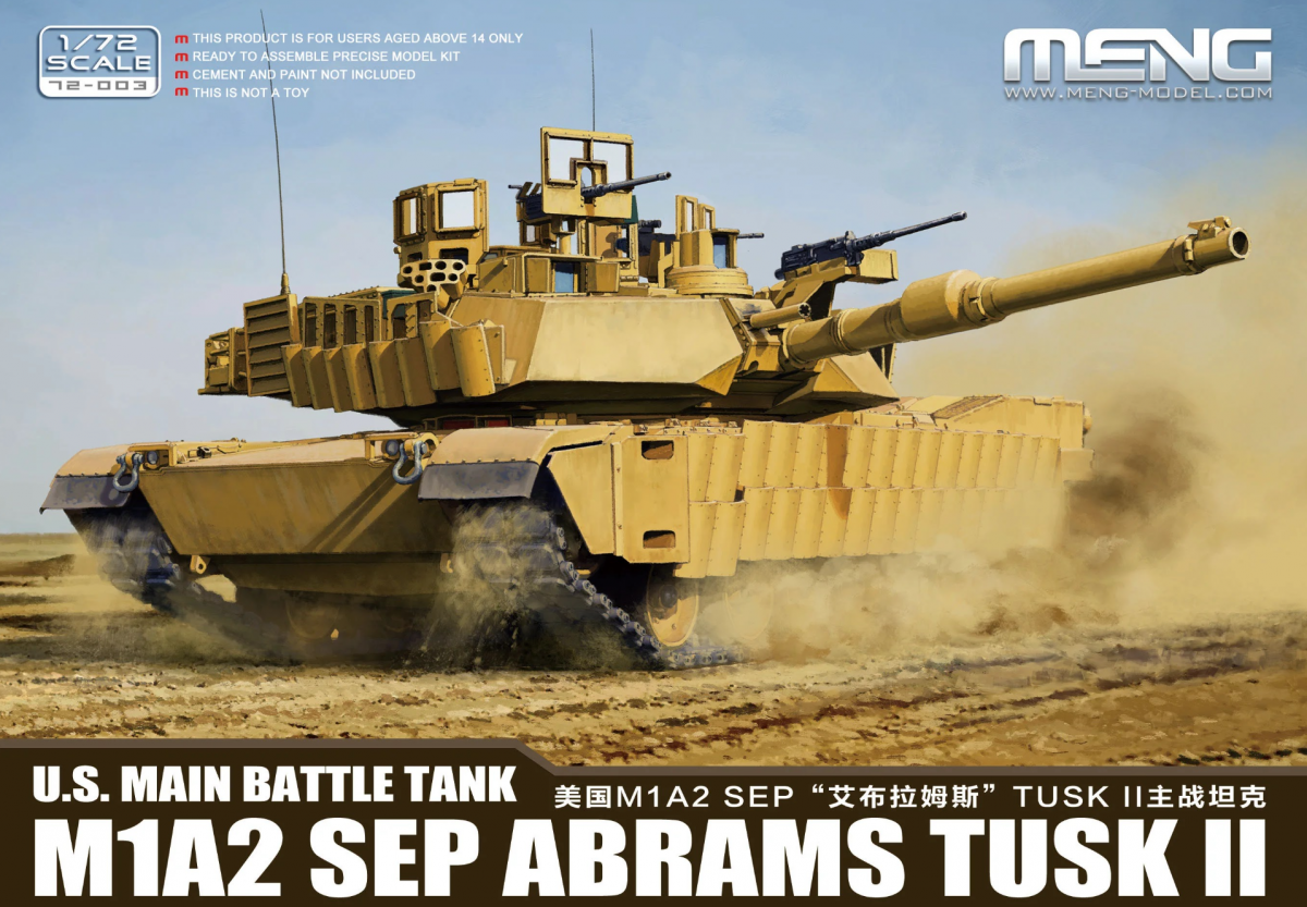 Maquette Meng 72-003 Char de combat principal américain M1A2 SEP ABRAMS TUSK II 1/72