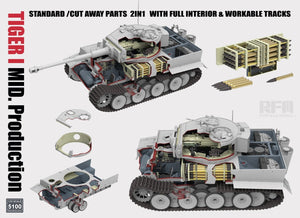 Rye Field Modèle 5100 TIGER I MID. Production STANDARD/PIÈCES À COUPER 2 EN 1 AVEC INTÉRIEUR COMPLET ET CHENILLES FONCTIONNELLES 1/35 – image 2