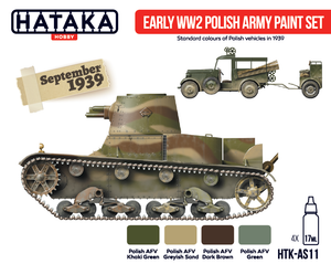 Ensemble de peinture Hataka HTK-AS11 pour l&amp;#39;armée polonaise du début de la Seconde Guerre mondiale (4 x 17 ml)