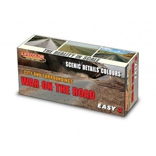 Coffret de peinture acrylique Lifecolor MS09 pour dioramas « Guerre sur la route » (3 x 22 ml)