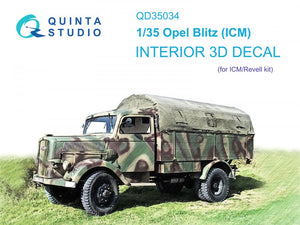 Quinta Studio QD35034 Opel Blitz 3D-Printed &amp;amp; coloured Interior on decal paper (ICM) 1/35
