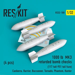 RESKIT RS32-0188 Vérifications de bombe retardée de 1000 lb (117 queue - 951 fusée de queue) (4 pièces) 1/32