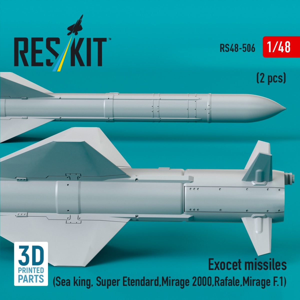 Missiles Exocet RESKIT RS48-0506 (2 pièces) (Impression 3D) 1/48 – Bild 3