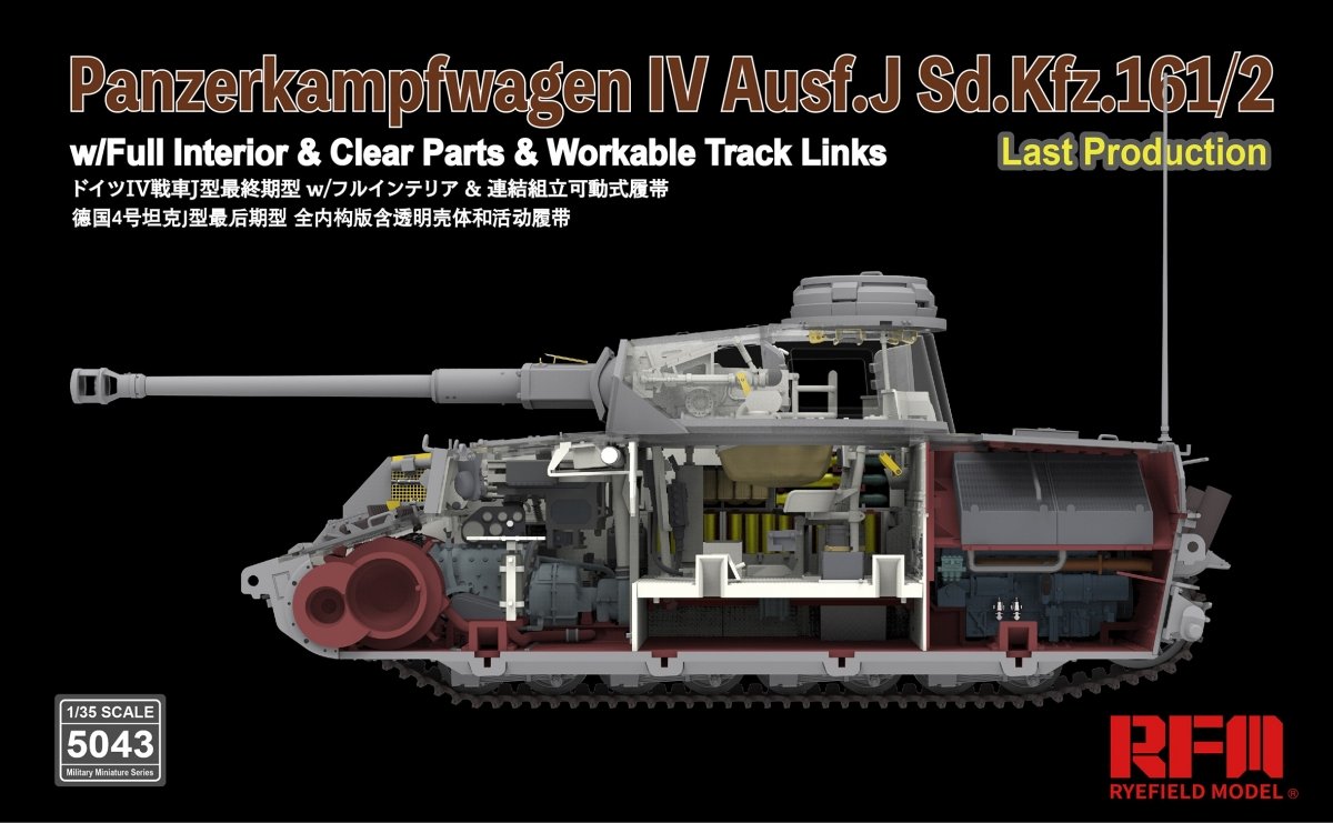 Rye Field modèle 5043 Panzerkampfwagen IV Ausf.J Sd.Kfz.161/2 (avec intérieur complet, pièces transparentes et maillons de piste de travail) 1/35 – image 6