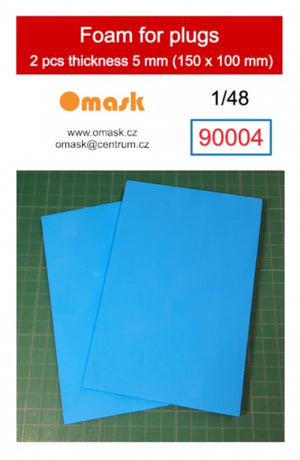 Omask 90004 Mousse pour bouchons d&amp;#39;oreille 5 mm (100 x 150 mm) - Lot de 2