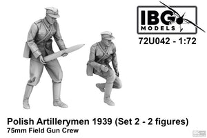 IBG 72U042 Artilleurs polonais - Ensemble de 2 figurines d&amp;#39;équipage de canon de campagne de 75 mm (impression 3D) à l&amp;#39;échelle 1/72