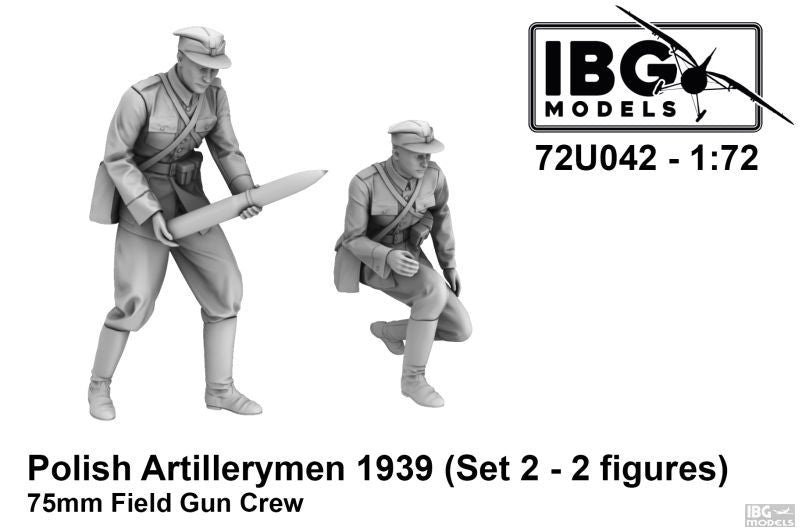 IBG 72U042 Artilleurs polonais - Ensemble de 2 figurines d&amp;#39;équipage de canon de campagne de 75 mm (impression 3D) à l&amp;#39;échelle 1/72