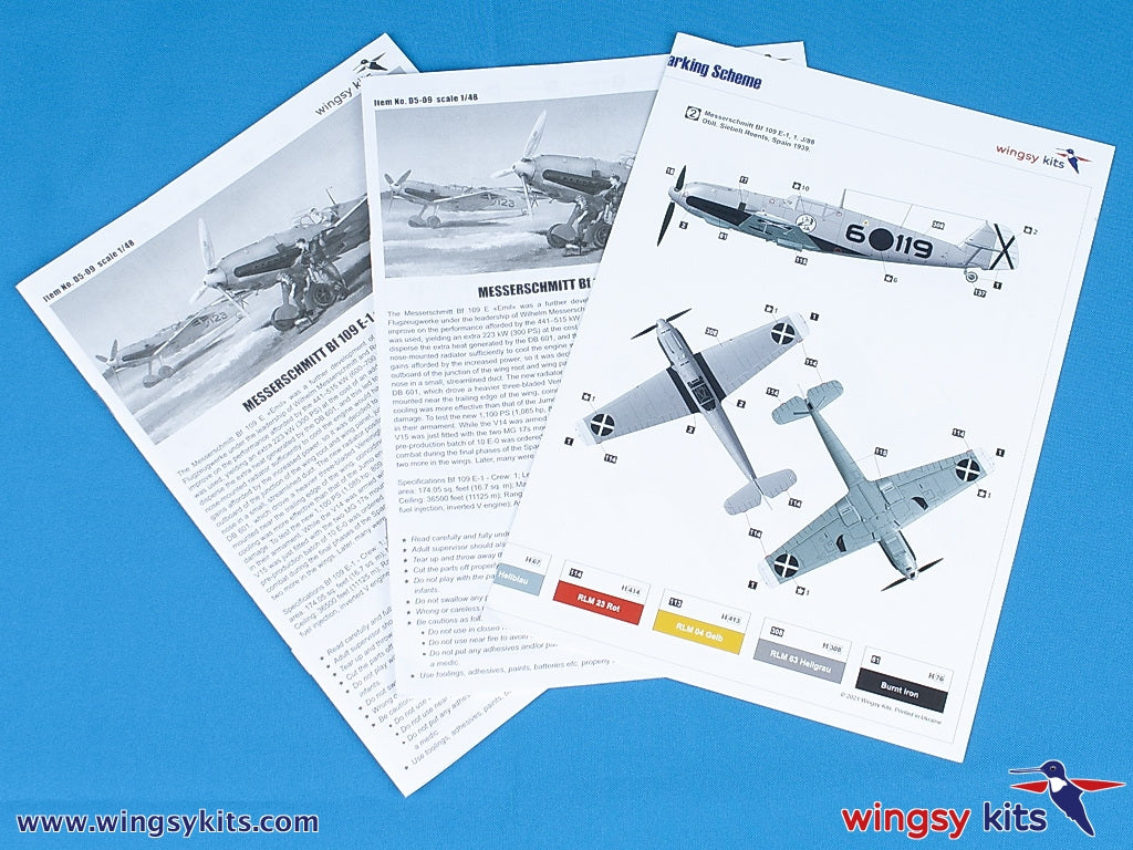 Maquettes Wingsy D5-09 MESSERSCHMITT Bf 109 E-1 et E-3 Legion Condor 1/48 – image 16