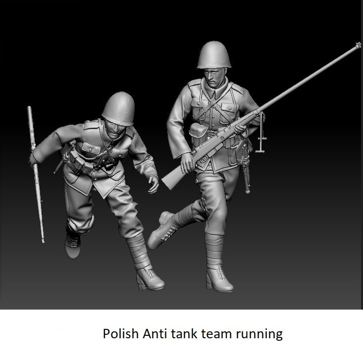 Glowel Miniatures 35914 Équipe antichar polonaise en course (2 figurines, imprimées en 3D) 1/35