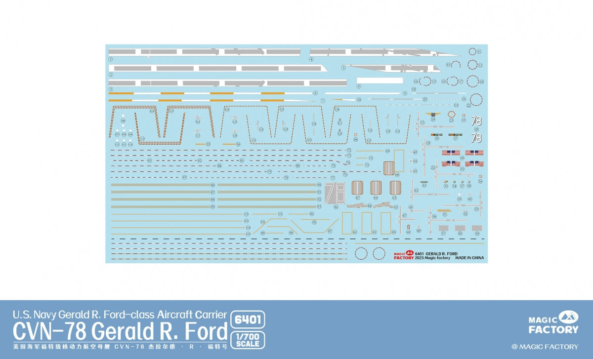 Magic Factory 6401 USS Gerald R. Ford (CVN-78) - Porte-avions de classe Gerald R. Ford de l&amp;#39;US Navy, échelle 1/700 – immagine 16