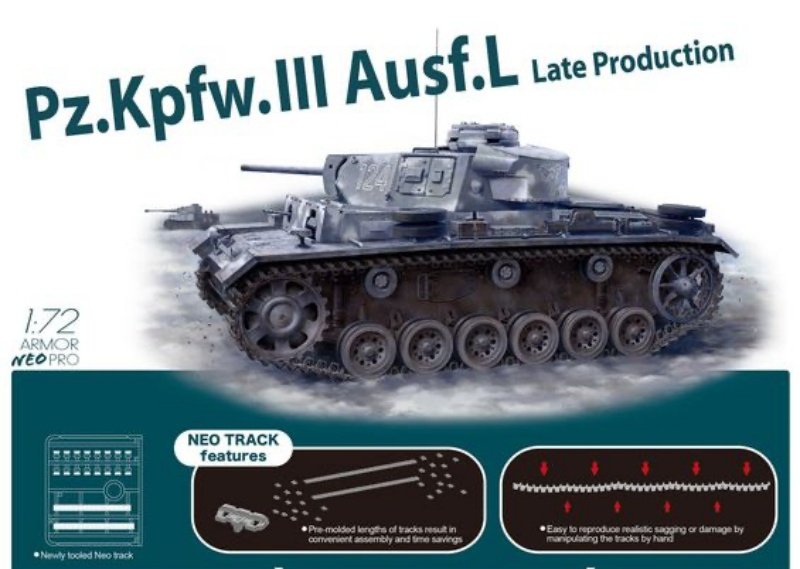 Dragon 7645 Pz.Kpfw.III Ausf.L Production tardive avec chenilles Neo 1/72