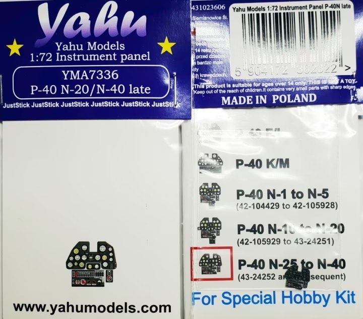 Yahu YMA7336 P-40 N-20/N-40 tardif Special Hobby 1/72 