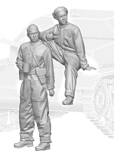 Glowel Miniatures 35934 Équipage TKS au repos (2 figurines, imprimées en 3D) 1/35