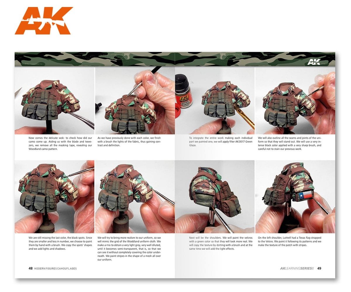 AK Interactive AK247 AK APPRENTISSAGE 08 : CAMOUFLAGES DE FIGURES MODERNES (Anglais) – immagine 4
