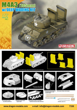 Dragon 7330 M4A3 Sherman américain (105 mm) avec kit de franchissement de gué profond (1/72) – image 2