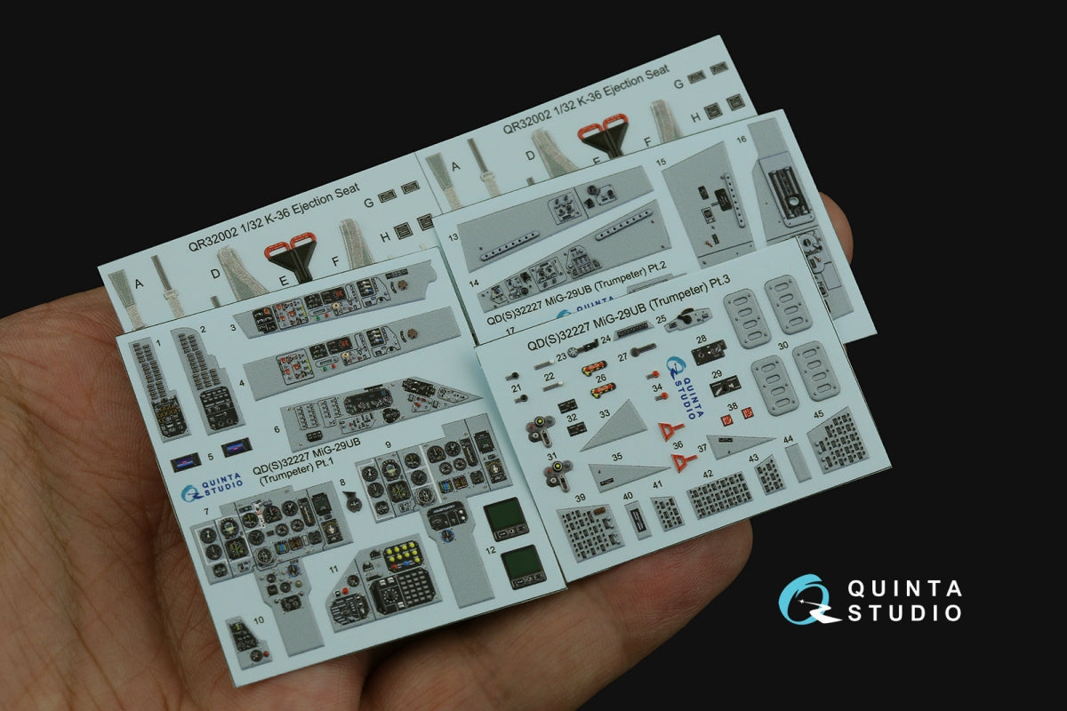 Intérieur imprimé en 3D et coloré du MiG-29UB (Trumpeter) de Quinta Studio QD32227, échelle 1/32 – immagine 4