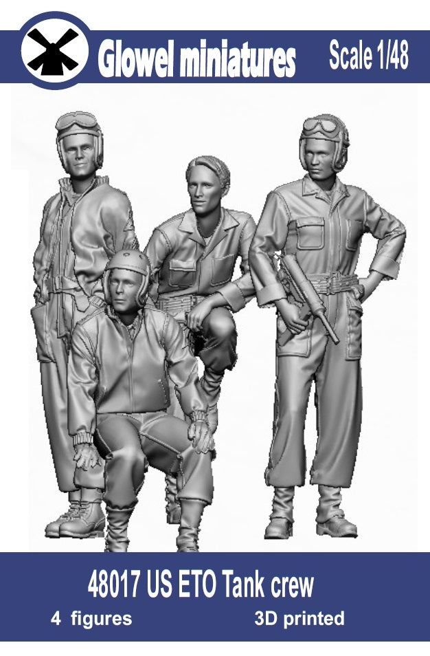 Glowel Miniatures 48017 Équipage de char américain ETO (3 figurines, imprimées en 3D) 1/48