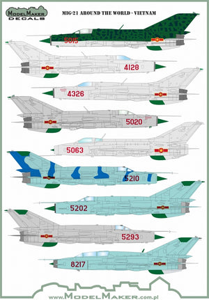 Décalcomanies ModelMaker D48123 MiG-21 Le Tour du Monde - Vietnam 1/48