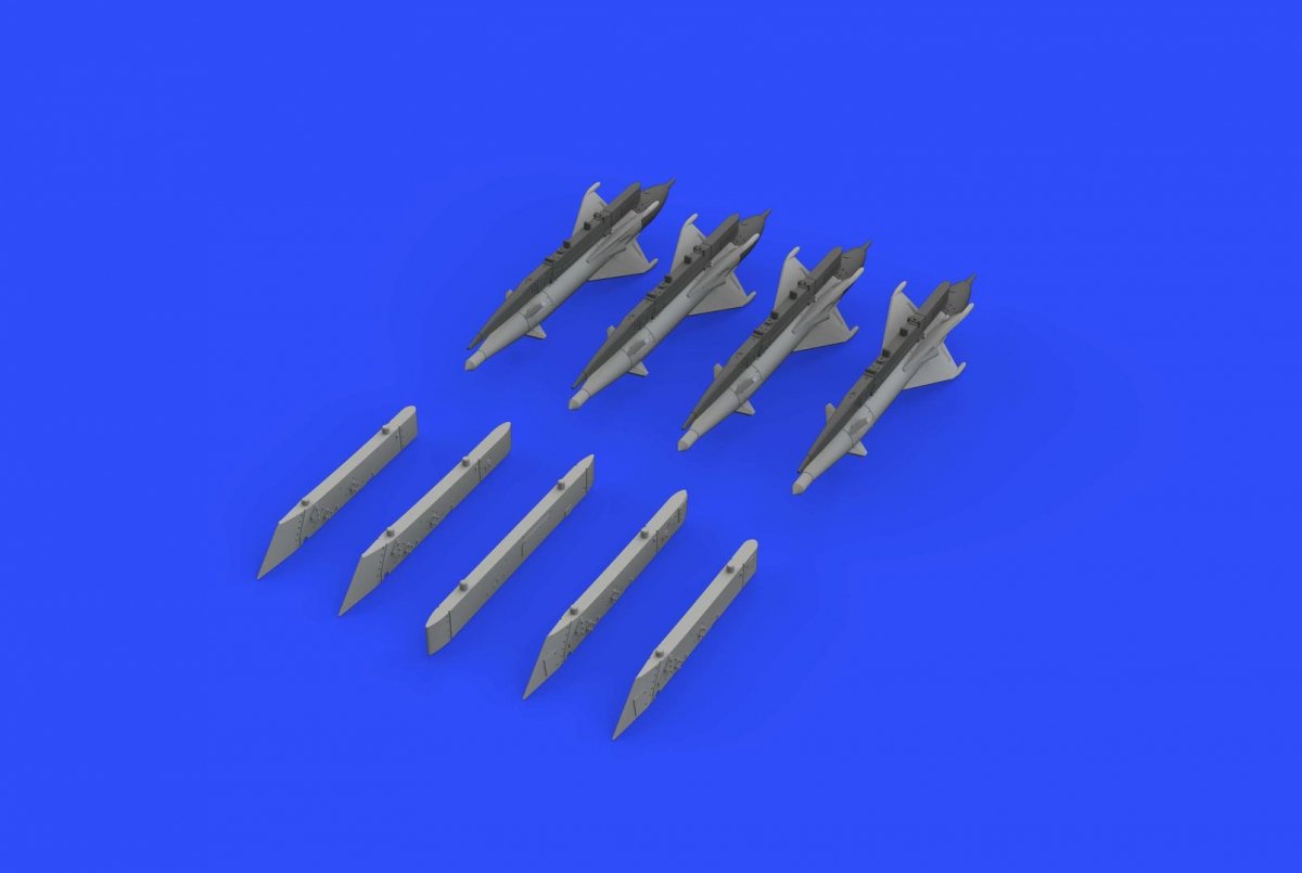 Missiles RS-2US avec pylônes pour MiG-21 Eduard 672192, échelle 1/72