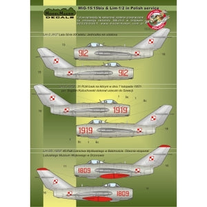 Décalcomanies ModelMaker D48023 MiG-15/15bis et Lim-1/2 en service polonais – image 2