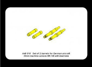 Aber A48 010 Ensemble de 2 canons pour mitrailleuses d&amp;#39;avions allemands MK 108 de 30 mm avec tube de souffle (1/48) – image 5