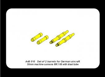 Aber A48 010 Ensemble de 2 canons pour mitrailleuses d&amp;#39;avions allemands MK 108 de 30 mm avec tube de souffle (1/48) – image 5