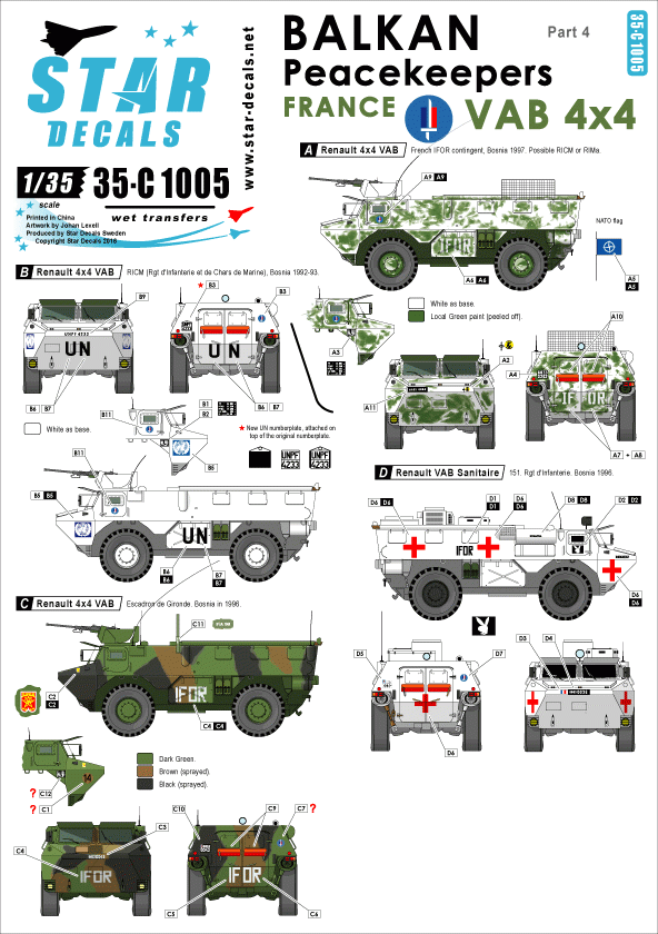 Star Decals 35-C1005 Casques bleus des Balkans n° 4. France 1/35