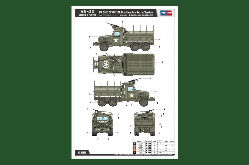 Hobby Boss 83833 US GMC CCKW-352 Version tourelle de mitrailleuse – immagine 3