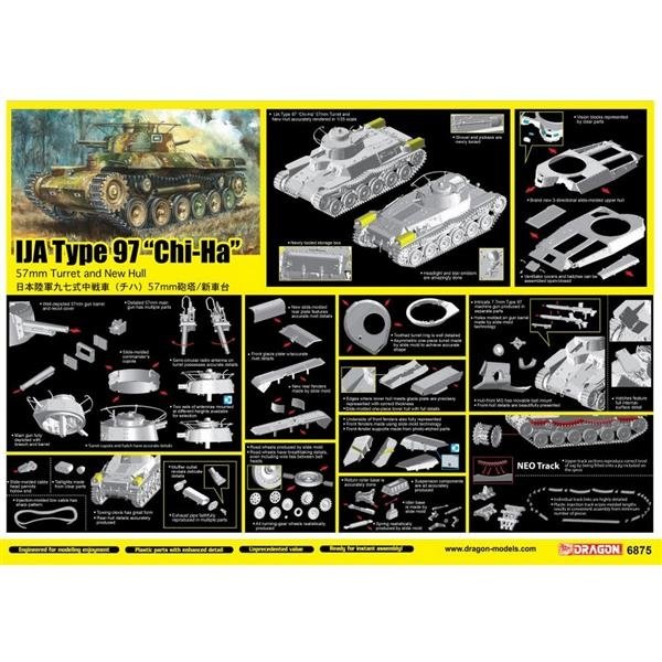 Dragon 6875 TYPE 97 « CHI-HA » 57 mm avec NOUVELLE COQUE 1/35 – Bild 2