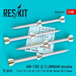 RESKIT RS48-0367 AIM-120C (C-7) MISSILES AMRAAM (4 PIÈCES) 1/48