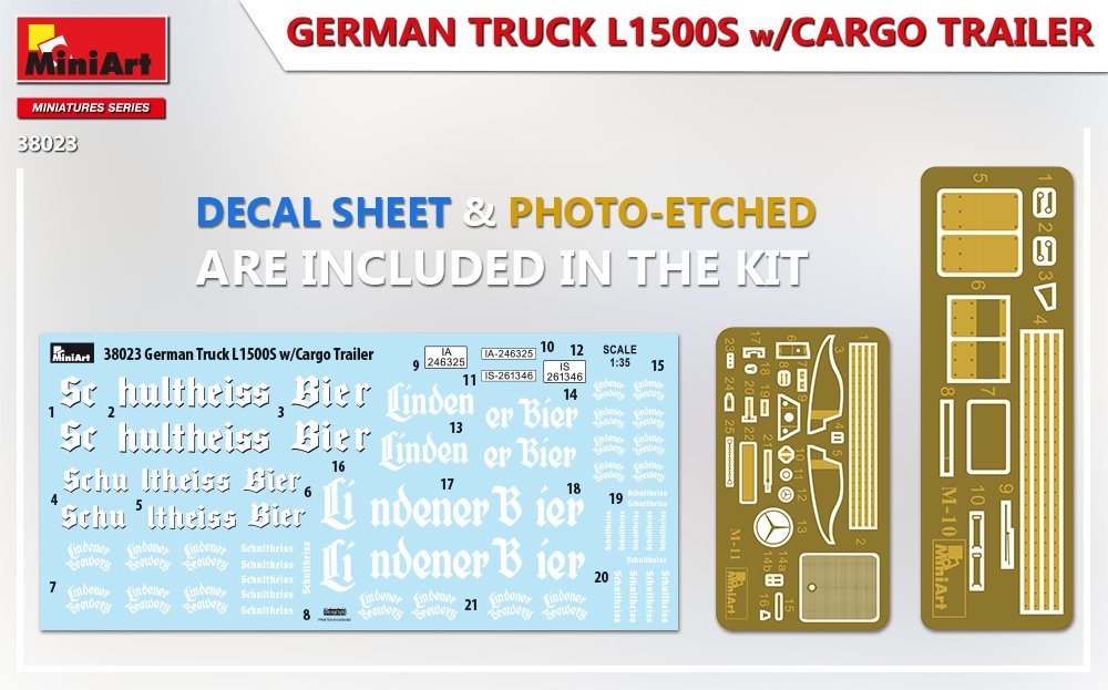 MiniArt 38023 GERMAN TRUCK L1500S w/CARGO TRAILER 1/35 – zdjęcie 3