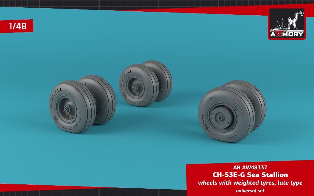 Roues Armory Models AW48337 CH-53 Sea Stallion avec pneus lestés, fin 1/48