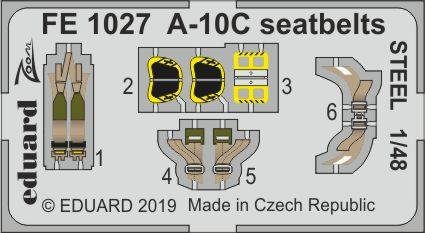 Ceintures de sécurité Eduard FE1027 A-10C en acier, échelle 1/48, Italie