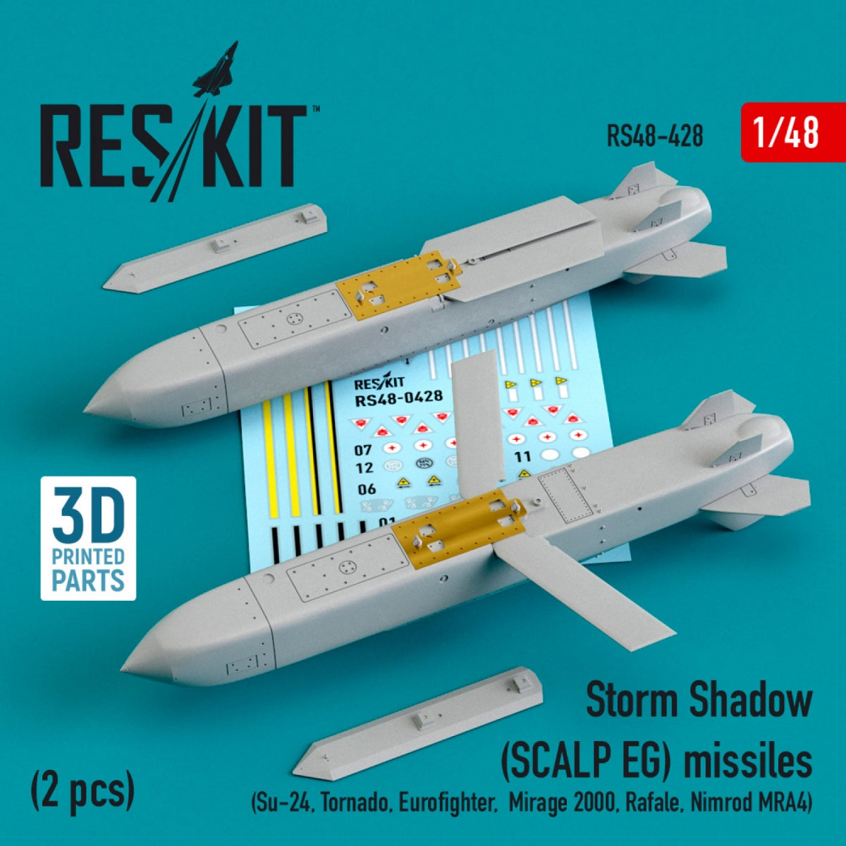 RESKIT RS48-0428 STORM SHADOW (SCALP EG) MISSILES (2 PIÈCES) (IMPRIMÉS EN 3D) 1/48