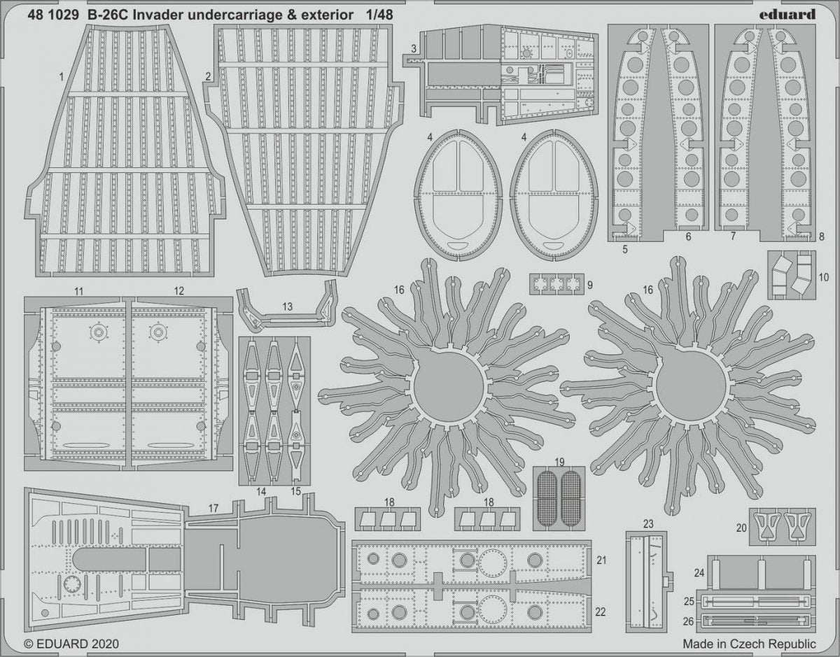 Eduard 481029 B-26C Invader train d'atterrissage et extérieur 1/48 ICM