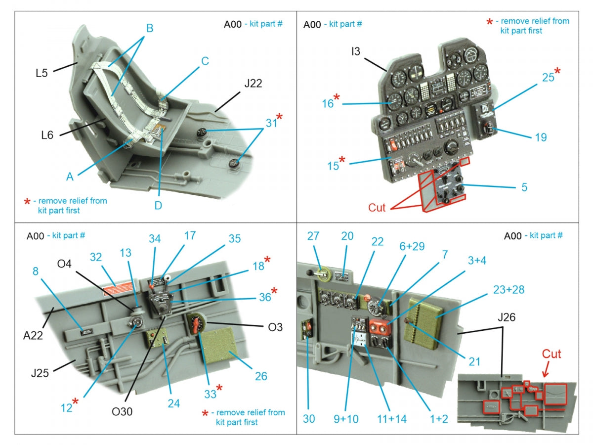 Quinta Studio QD32217 P-40N (première génération) Intérieur coloré imprimé en 3D sur papier décalcomanie (Hasegawa/Eduard) 1/32 – image 2